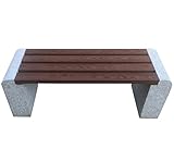 Dehner Gartenbank, ca. 120 x 45 x 35 cm, Granit/WPC, grau/braun