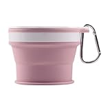 Wiederverwendbare tragbare Tasse, Silikon-Faltbecher,Silikon wiederverwendbare tragbare faltbare Tasse - Erweiterbarer Camping-Cup-Trinkbecher mit Karabiner für Reisen und Wandern
