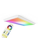 LongLife LED RGB+CCT LED Panel 120x60cm inkl. MiBoxer Smarthomesteuerung 60W 24V Rahmen weiß - Panelmontage: Aufbaurahmen Click weiß Deckenleuchte Deckenlampe Deckenpanel…