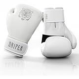 Dripex Boxhandschuhe, Boxing Training Gloves, Muay Thai Kickboxen Sparring, Boxsack Punchinghandschuhe für Männer, Frauen und Jugendliche Kickboxhandschuhe Weiß(14 oz)