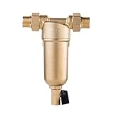 Wasserfilterkartuschen Siphon Backwas Vorfilter Warmwasserfilter Ganzes Messing-Reinigungssystem Edelstahlgewebe Vorfilter mit Manometer Warmwasser Universell austauschbar(Whole brass,0.75 inch)