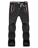 LVCBL Herren Wanderhose Gefüttert Winterhose Outdoorhose Winddicht Warm Softshellhose Schwarz M