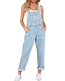 Vetinee Damen Jumpsuit Sommer Jeans Latzhose Azurblaues Leuchten Größe X-Large Passt EU Größe 46 bis EU Größe 48
