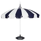 Outdoor-Strandschirm mit Sockel, wasserdicht, Terrasse, Sonnenschirm für Garten, Pool, Hotel, runder Markt-Tischschirm, blau, 240*270cm