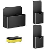 Fousenuk 3 Stück stiftehalter magnetisch, magnetischer stifthalter mit schwamm, Marker Halter Pen Container, Stifthalterung, Markerhalterung für Kühlschrank, Whiteboard, Schließfach (Schwarz)