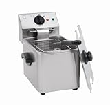 METRO Professional Elektrische Fritteuse GDF3004, Edelstahl Fritteuse, 4 L, 2500 W, schnelle Erhitzung, mit Deckel, Sicherheitsthermostat, Kaltzone, rutschfeste Füße