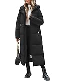 Yuson Girl Wintermantel Damen Lang Winterjacke Warm Steppmantel Daunenmantel Herbst Winter Jacke Damen-mäntel Elegant Steppjacke Winterparka Outdoor Winddichte Daunenjacke mit Kapuze(Schwarz, XL)