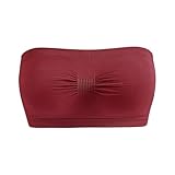 YUTUGTSJ Bandeau-BH, nahtlos, ungepolstert, trägerloser BH, Boobtube-Stil, Stretch, Basic Layer, weiches Bralette(Red,5XL)