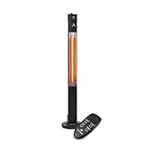 blumfeldt Heat Guru Plus Standheizstrahler - Stand Heizstrahler mit 2000 W Leistung, 3 Heizstufen, Infrarotstrahler mit Timer, 60° Oszillation, Carbon-Heizelement, Fernbedienung, Edelstahl, Schwarz