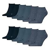 PUMA 6 Paar Unisex Herren Damen Sportsocken Kurzsocken Sneaker Socken, Farbe:Blau, Größe:43-46, Artikel:-460 denim blue