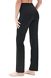 icyzone Damen Bootcut Yogahose Lange Sporthose Hohe Taille Flare Fitness Training Hosen (M, Schwarz)