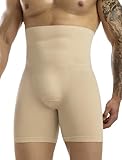 MISS MOLY Shapewear Boxershorts Herren Hohe Taille Kompressionsshorts Nahtloses Figurformende Unterwäsche Herren Body Shaper Bauch Kontrolle Bauch Weg Retroshorts(Beige,L)