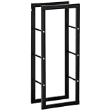 AONEGOLD Kaminholzständer Kaminholzablage Feuerholzregal Kaminholzhalter 100kg Stahl Schwarz L40 x B25 x H100 cm