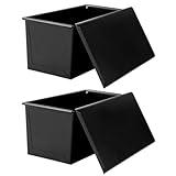 VIDETOL 2 Stück Brotbackform mit Deckel, 500g Brotbackformen, Toastbrot Backform Antihaft, Schwarz Kastenform Brot für Toast und Brot