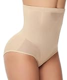 SIMIYA Bauchweg Unterhose Damen Shapewear Hoher Taille Miederhose Bauch Weg Bauchkontrolle Unterwäsche, Bauchformende und Taillenformende Doppellagiger Glatter Push-up (Beige, XXL)