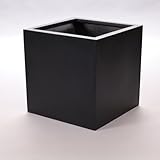 Blumenkübel Fiberglas quadratisch 50x50x50cm elegant schwarz-matt.