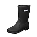 IQYU Damen Schuhe Gelb 38 Damen Kurze Regenstiefel Für Damen Wasserdichte Regenstiefel Slip On Gartenstiefel Gummischuhe Damenschuhe Sneaker 39 (Black, 39)