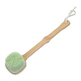 FRCOLOR Silicone Back Scrubber With Long Handle Ergonomic Body Brush For Exfoliation And Deep Cleansing Bath Accessory For All Skin