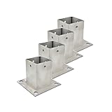 Edelstahl-Pfosten-Bodenverbinder für Holz, 4 Stück, 40 x 40 mm, ideal für Veranda, Deck, Geländer, Zaun, Tor, Pergola-Unterstützung