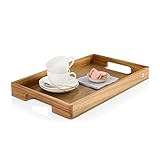 AdHoc Serviertablett Serve Smart | großes Tablett aus Holz | Tragetablett mit Griff aus hochwertigem Akazienholz (Boden Walnuss furniert) | Servierplatte 56x30cm | kein Bambus