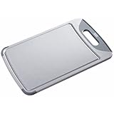 Silit Schneidebrett 38 x 25 cm rechteckig, Kunststoff, Tranchierbrett mit Saftrillen, praktischer Griff, spülmaschinengeeignet, klingenschonend