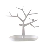 Mucee Baumschmuckständer Organizer - Ohrring-Halsketten-Armband-Ringhalter mit Bodenablage, dekoratives Schmuck-Display-Rack für Kommode, Schminktisch oder Schlafzimmer (Weiß)