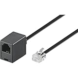 Goobay 68258 Modularanschlusskabel 15 Meter, Schwarz , RJ11/RJ14-Stecker (6P4C) auf RJ11-Buchse (6P4C)