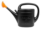 Homeit® Gießkanne für Garten und Büro, 10 Liter mit Brausekopf, Schwarz/Orange, 100% Recycelbarer Kunststoff