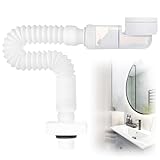 pilyero Siphon Waschbecken, Syphon Waschbecken, Raumsparsiphon, weiß, PP-Material, Geeignet für die Installation von Küche und WC und die Sanierung von Abwasserschläuchen, Austauschbarer Abwasserrohr