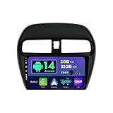 SXAUTO Android 14 IPS Autoradio für Mitsubishi Mirage (2012-2023) - Eingebaut CarPlay Android Auto - Rückfahrkamera KOSTENLOS - 2G+32G - Lenkradsteuerung DAB Fast-Boot Bluetooth - 2 Din 9 Zoll