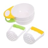 SOPOTUTU 2 Sätze Multifunktionale Babynahrungs und Obst Grinding Bowl Gelb und Grün für Nahrungszubereitung und Beikost Rutschfest und Leicht zu Reinigen