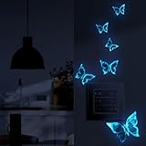 2 Bögen Dekoration Wandtattoo, Leuchtend Wandsticker 3D Blauer Schmetterling Dekorativer Wandaufkleber aus Vinyl, Schmetterlings-Motiv Dekoration für Heimdeko Kinderzimmer Schlafzimmer Deko