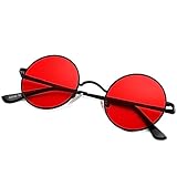 Pro Acme Retro Kleine Runde Polarisierte Sonnenbrille für Männer Frauen (Schwarz Rahmen | Rot Linse)
