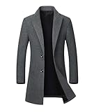 ECDAHICC Wintermantel Herren Mantel Lang Slim Fit Herrenmantel Winter Warm Business Mantel Herren Wolle Wollmantel(GY,L)