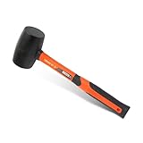 Kendo Gummihammer Schwarz 450g - Schonhammer - Hartgummihammer mit Soft Grip Fiberglasstil - Montagehammer - Fliesenhammer