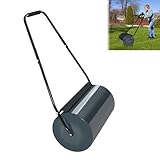 MAYTIIMO Rasenwalze Handwalze für Garten mit Schmutzabweiser, 57cm breite Metallwalze mit 32cm Durchmesser und 46L Kapazität, Robuste Ackerwalze für Rasenpflege, befüllbar mit Wasser/Sand, Anthrazit