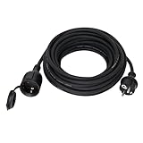 YIDE Verlängerungskabel 3m Outdoor Gummi Verlängerung mit Schuko Stecker für den Außenbereich IP44 Kabelverlängerung H05RR-F 3G 1,5mm² 3500W Elektrokabel außen mit Schutzkappe Schwarz