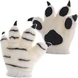 Tsffae Simulation Paw Plüsch Handschuhe, Plüsch Tier Handschuhe, Tier Fäustlinge Halloween Cosplay Kostüm Fäustling Paw Claws Winter Handschuhe Für Kinder Erwachsene