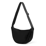 GSenhui Crossbody Bag Damen Halbmond Schultertasche, Hobo Halfmoon Bag Einfarbige Umhängetasche Damen Kleine für Damen Reisen, A 04-schwarz