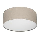 REV LED Deckenleuchte - Deckenlampe Schlafzimmer, Wohnzimmer & Küche rund 30cm mit Stoff-Lampenschirm im Vintage-Look, taupe