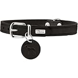 HUNTER AALBORG Hundehalsband, Leder, schlicht, robust, komfortabel, 47 (S-M), schwarz