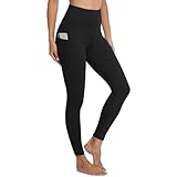 Gayhay Leggings Damen High Waist Sport Leggins mit Taschen Blickdicht Sporthose Lang Hose Bauchweg Laufhose für Sport Yoga Gym Schwarz L-XL