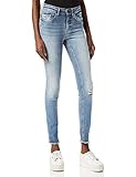 Skinny Stretch Ankle Jeans ONLY | Destroyed Denim Hose | ONLBLUSH Cropped Röhre Fransen, Farben:Blau, Größe:S / 32L, Z-Länge:L32