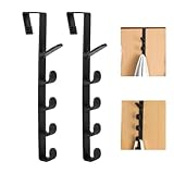 Xuigort 2 PCS Schwarz Kleiderhaken, Verstellbare Türhaken aus Kunststoff, tür Vertikaler Türhaken zum Einhängen Türhaken, Einfache Montage Ohne Bohren, für Handtuch und Kleiderbügel