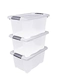 Spetebo Kunststoff Stapelbox mit Deckel 40 x 30 cm - 3er Set/jeweils 14 Liter - Aufbewahrungsbox mit Griff - Spielzeugkiste Lagerbox Multibox Allzweckbox Storage Box Universal Kiste