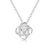 GEMAURA Halskette Damen Silber 925, Kristall Kette Mit Herz Anhänger, Zirkonia Verstellbar Schmuck Frauen Geschenk (Weiß/Blaue/Lila)
