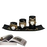 Kerzenständer, schwarz, Gothic, Kerzenhalter in Herzform, dekorative Kerzenplatten, Kerzenhalter in Vintage-Form, Dekoration, Tischplatte, Ornamente handgefertigt