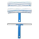 Mitclear Fensterreiniger Set(30cm), Silikon-Fensterabzieher + Mikrofaser-Fensterwischer, Professioneller Fensterreinigungsset für Bad, Dusche, Auto, Glas