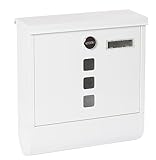 ARREGUI Chance E7001 Briefkasten aus Verzinktem Stahl mit Zeitungsrolle, Postkasten + Zeitungsbox, Größe M (DIN A4) Wandbriefkasten mit Zeitungsfach, Sichtfenstern, Namensschild, Weiß