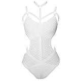 Fccrian Dessous Mantel Schwarz Ultradünner, sexy, modischer Mesh-Overall mit durchsichtigem Träger und sexy Dessous Brustheber Dessous (White, XXL)